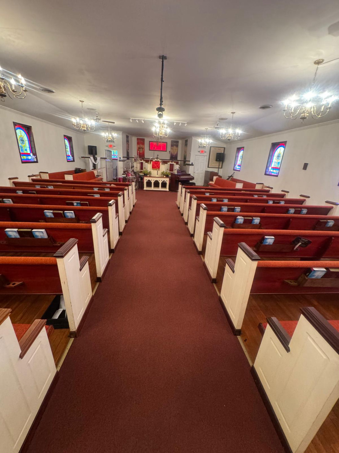 A freshly cleaned church sanctuary